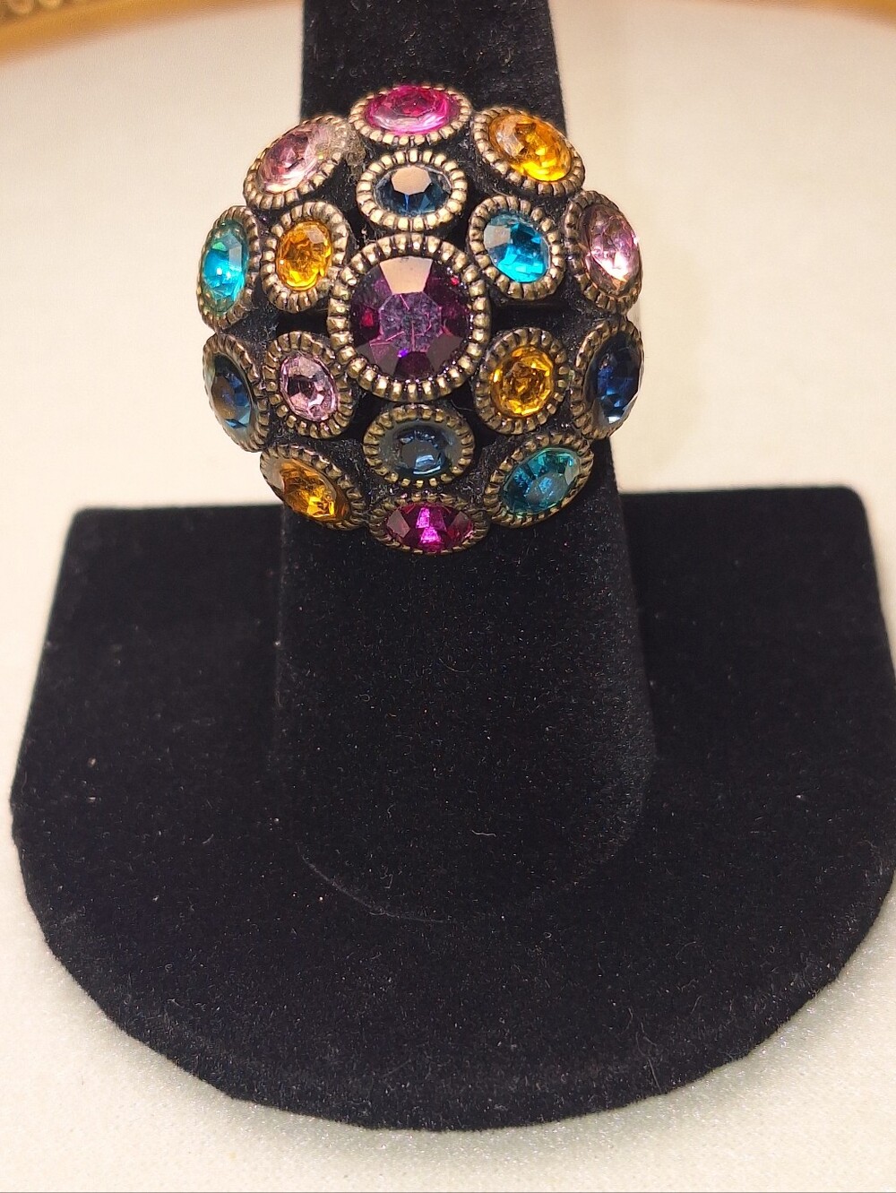 Vintage Avon Multicolor Crystal Dome Statement Ring